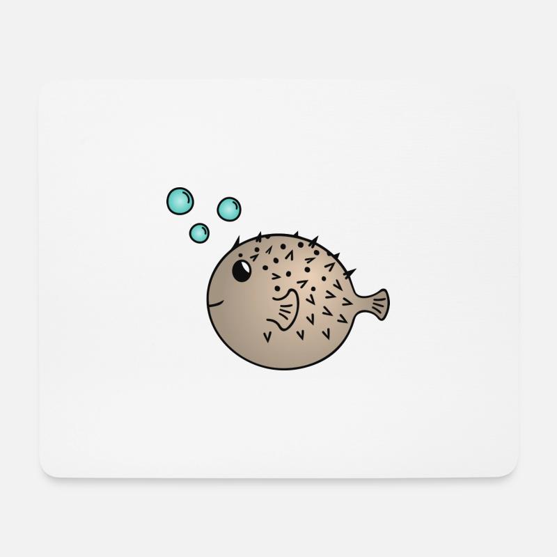 Kugelfisch - Mousepad (Querformat) - Weiß