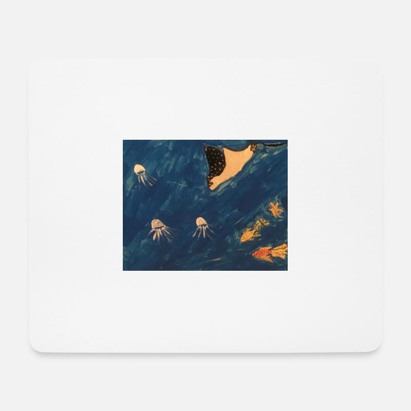 Rochen mit Fischen - Mousepad (Querformat) - Weiß