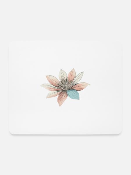 Ästhetische Blume Pastellfarben - Mousepad (Querformat) - Weiß
