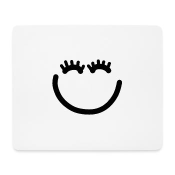 Visage heureux avec des cils - Tapis de souris (format paysage) - blanc - Devant