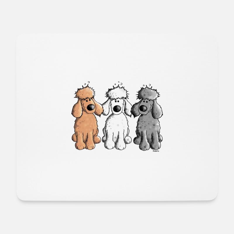 Pudel Trio - Hund - Hunde - Mousepad (Querformat) - Weiß