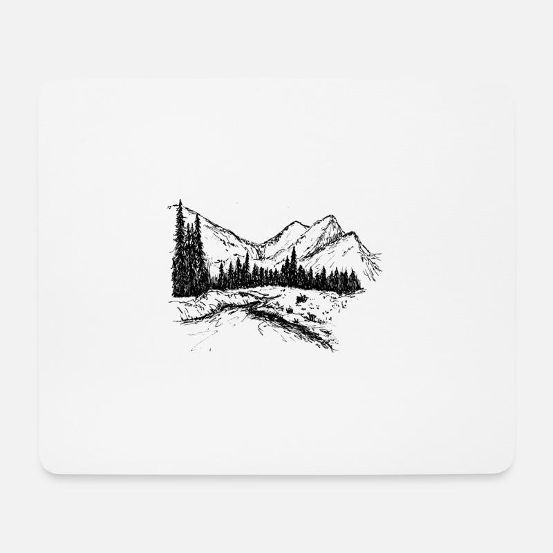 Berglandschaft - Mousepad (Querformat) - Weiß