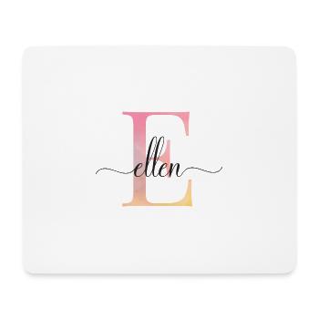 E| Monogramm | Name | Ellen |Watercolor - Mousepad (Querformat) - Weiß - Vorne