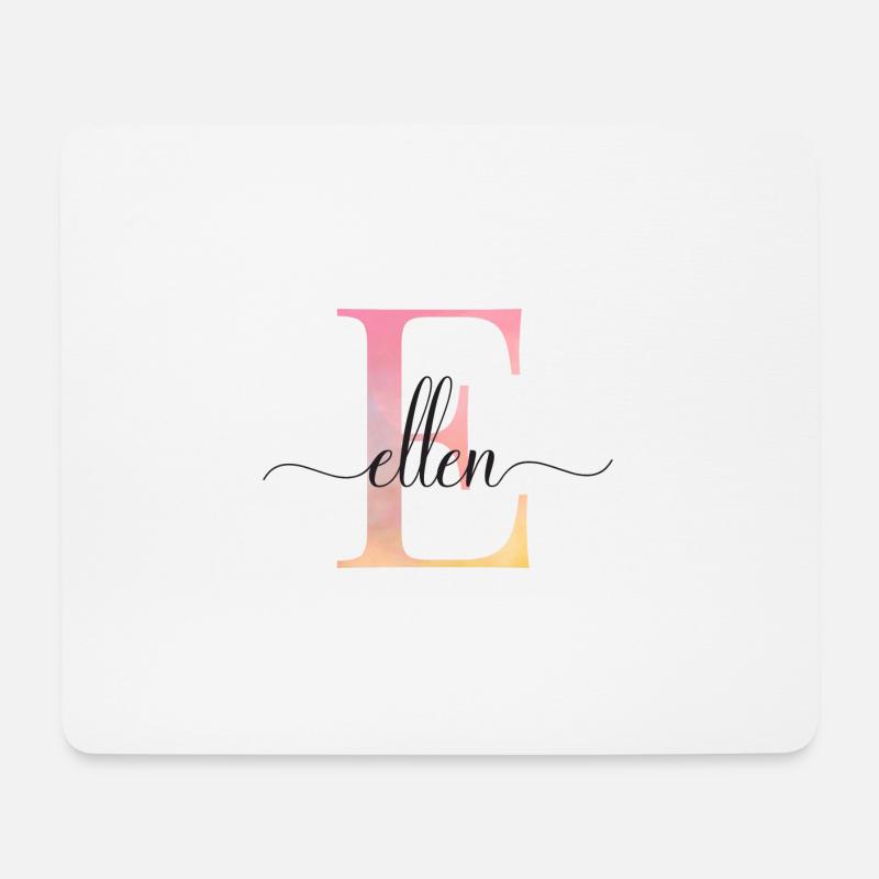 E| Monogramm | Name | Ellen |Watercolor - Mousepad (Querformat) - Weiß