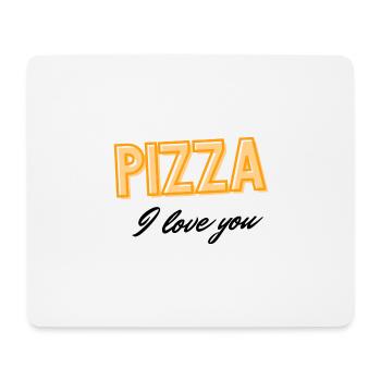 Pizza Je t’aime - Typographie alimentaire amusante et ludique - Tapis de souris (format paysage) - blanc - Devant