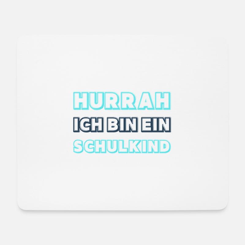 Hurra Schulkind Neon Blau Junge  - Mousepad (Querformat) - Weiß
