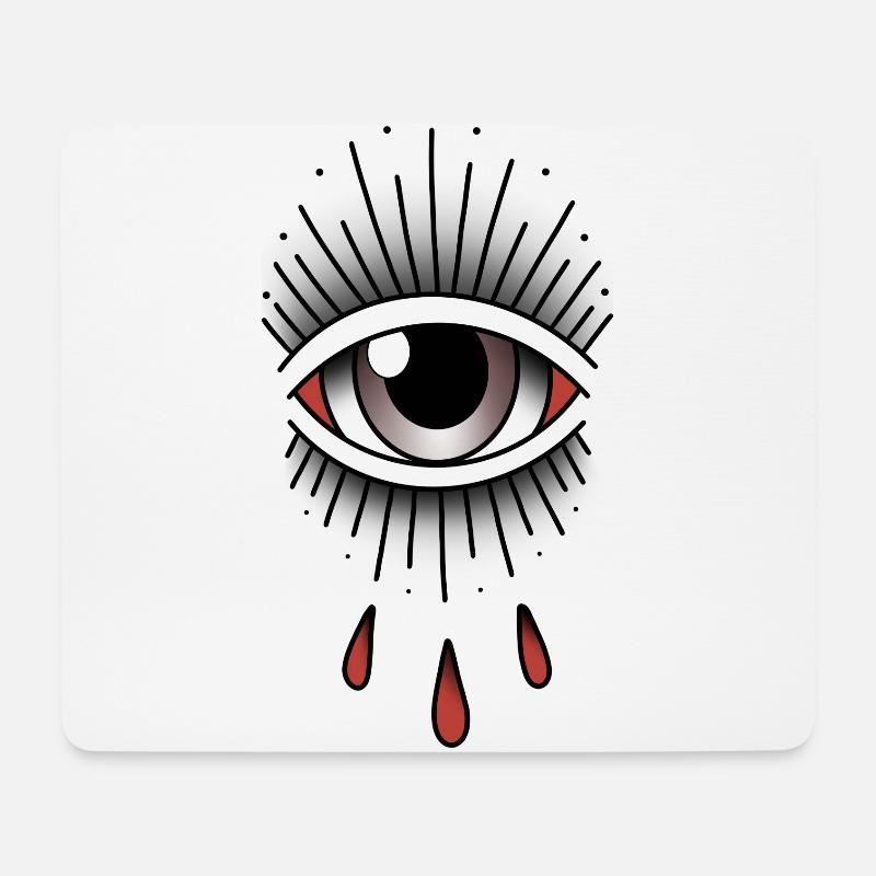 Auge old school - Mousepad (Querformat) - Weiß