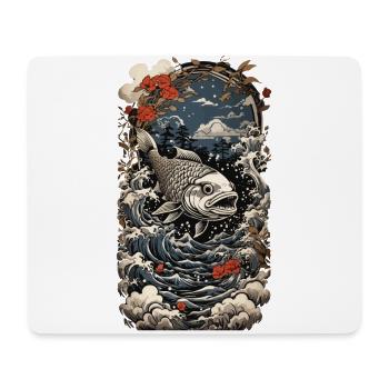 Vintage Fisch Japan Tattoo Kunst und Angler Design - Mousepad (Querformat) - Weiß - Vorne