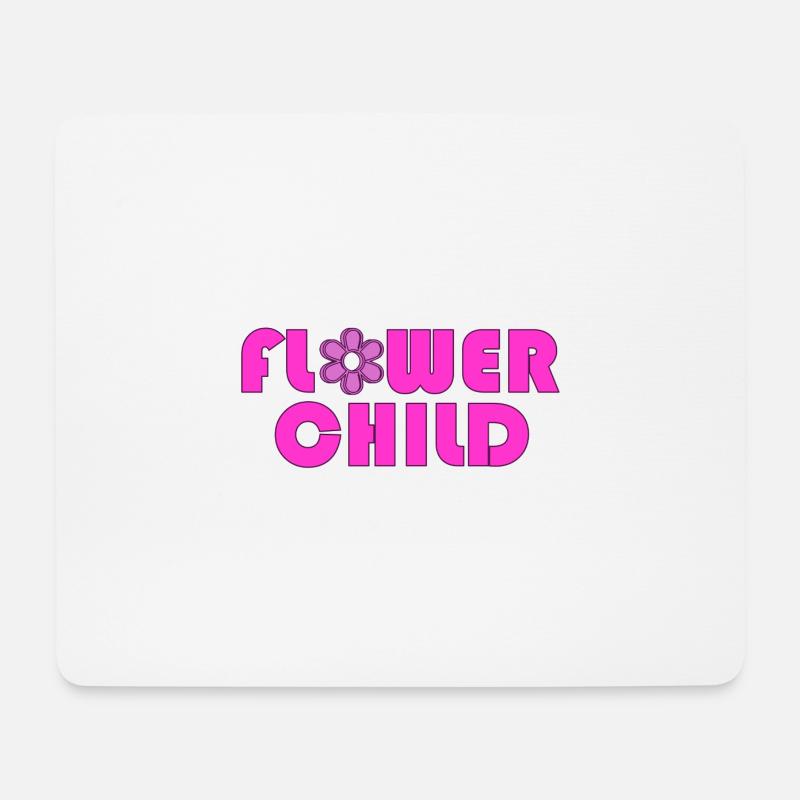Flower Child Neon-Logo-T-Shirt - Mousepad (Querformat) - Weiß