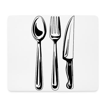 symbole de couverts - Tapis de souris (format paysage) - blanc - Devant