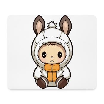 Bande dessinée de bébé animal d’hiver lapin - Tapis de souris (format paysage) - blanc - Devant