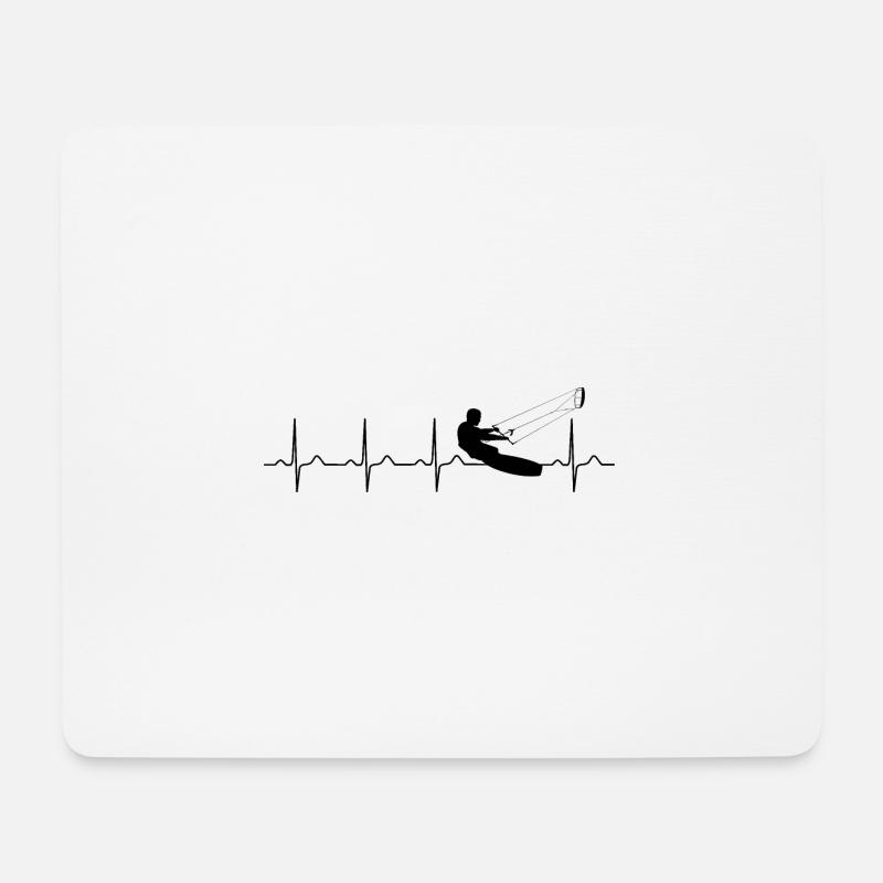 Kitesurfer Herzschlag Kitesurfing Wasser Sport - Mousepad (Querformat) - Weiß