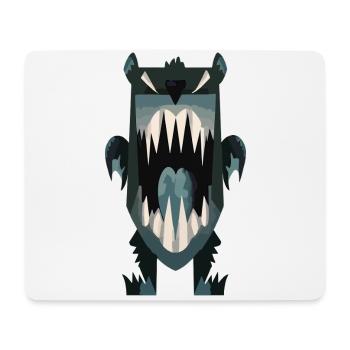 Angry Cartoon Bear with Sharp Teeth – Beast Art - Mouse Pad (horizontal) - white - Front