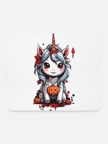 Chibi Halloween Einhorn Manga Art - Mousepad (Querformat) - Weiß