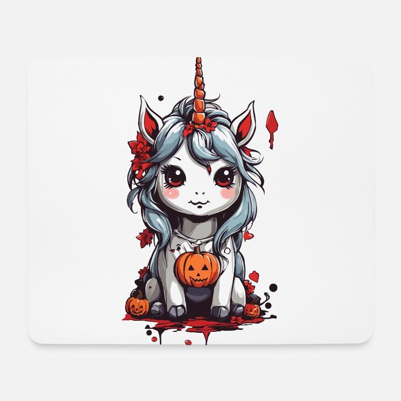 Chibi Halloween Einhorn Manga Art - Mousepad (Querformat) - Weiß