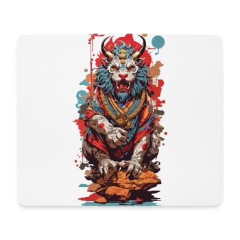 Japanischer Yokai Löwe Popart Ästhetik Design - Mousepad (Querformat) - Weiß - Vorne