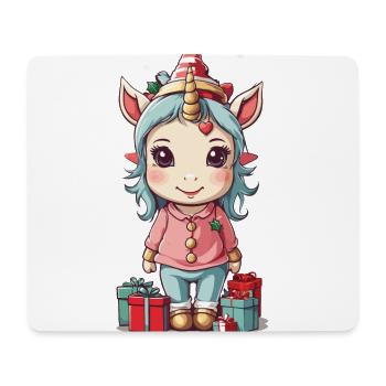 Weihnachtliches Einhorn Glück Zauber im Winter - Mousepad (Querformat) - Weiß - Vorne