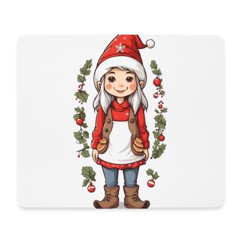 Noël nordique Gnome elfe Mama Gnome Design - Tapis de souris (format paysage) - blanc - Devant