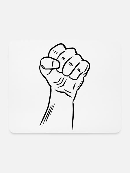 Faust / erhobene Faust / Revolution / Defiance - Mousepad (Querformat) - Weiß