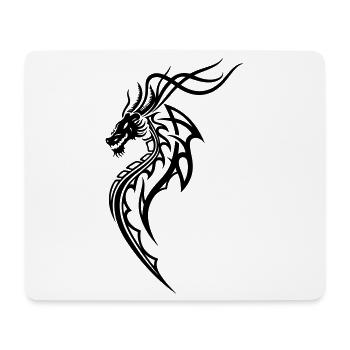 Fantasy Drache Line Art – Tribal Tattoo Stil - Mousepad (Querformat) - Weiß - Vorne