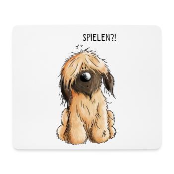 Verspielter kleiner Briard - Hund - Hunde - Gesche - Mousepad (Querformat) - Weiß - Vorne
