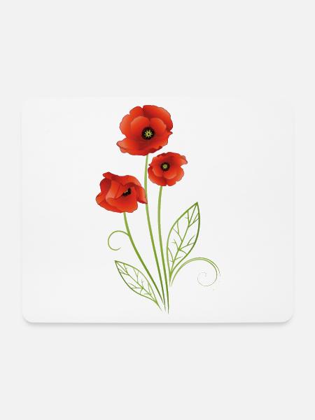 Rote Mohnblumen Mohn Sommer - Mousepad (Querformat) - Weiß