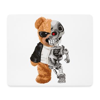 Bear Robo Hybrid Half Bear Half Robot Cyborg Teddy - Mouse Pad (horizontal) - white - Front