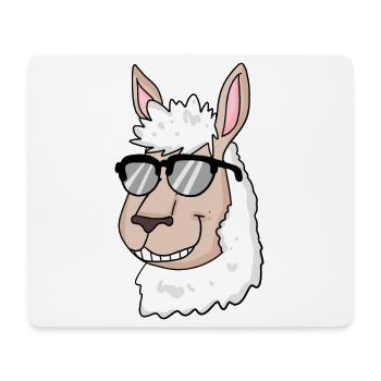 cooles Lama mit Sonnenbrille - Mousepad (Querformat) - Weiß - Vorne