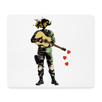 Soldier with flower wreath and guitar - Mouse Pad (horizontal) - white - Front