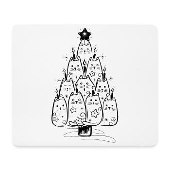 Fun Tannenbaum aus Katzen mit Kerzen und Kugeln - Mousepad (Querformat) - Weiß - Vorne