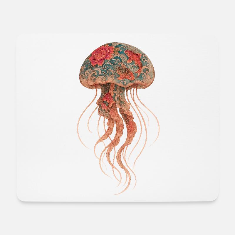 Yakuza Jellyfish – Ink Beneath the Surface - Mouse Pad (horizontal) - white