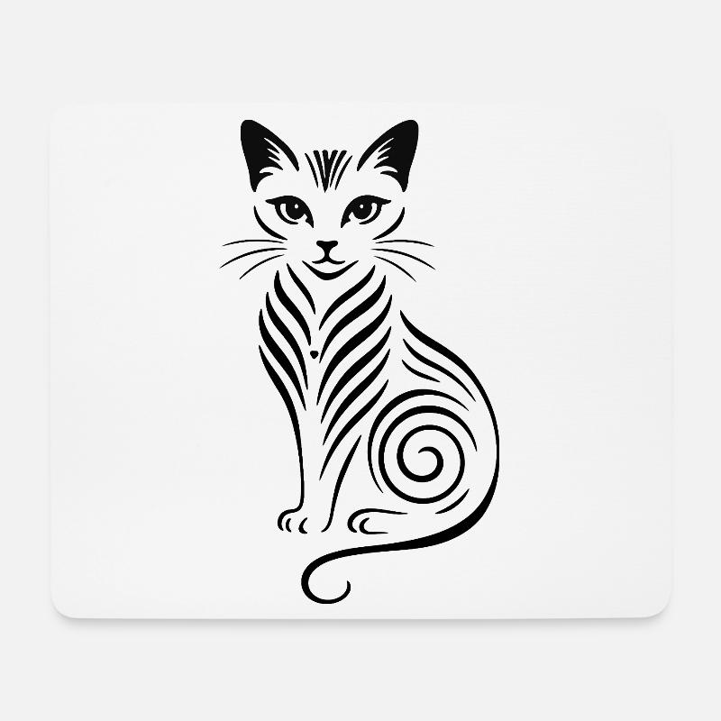 Nachtkatze Silhouette - Mousepad (Querformat) - Weiß