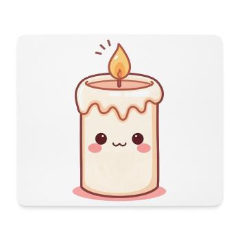Kawaii Kerze mit freundlichem Gesicht - Mousepad (Querformat) - Weiß - Vorne