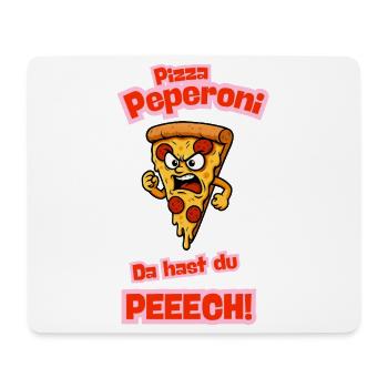 Dessin animé Pizza au pepperoni en colère - Tapis de souris (format paysage) - blanc - Devant