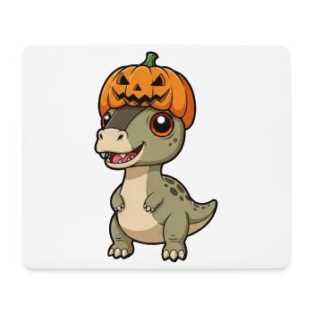 Süßer Halloween Dino T-Rex mit Hut und Kürbis - Mousepad (Querformat) - Weiß - Vorne