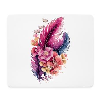  Boho Federn Und Blumen Aquarell Florales - Mousepad (Querformat) - Weiß - Vorne