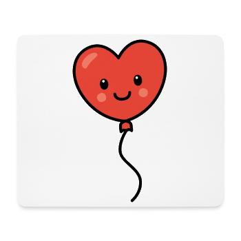 Red kawaii heart balloon - Mouse Pad (horizontal) - white - Front
