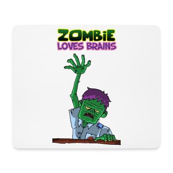 Zombie aime le cerveau Horreur drôle de monstre mort-vivant - Tapis de souris (format paysage) - blanc - Devant