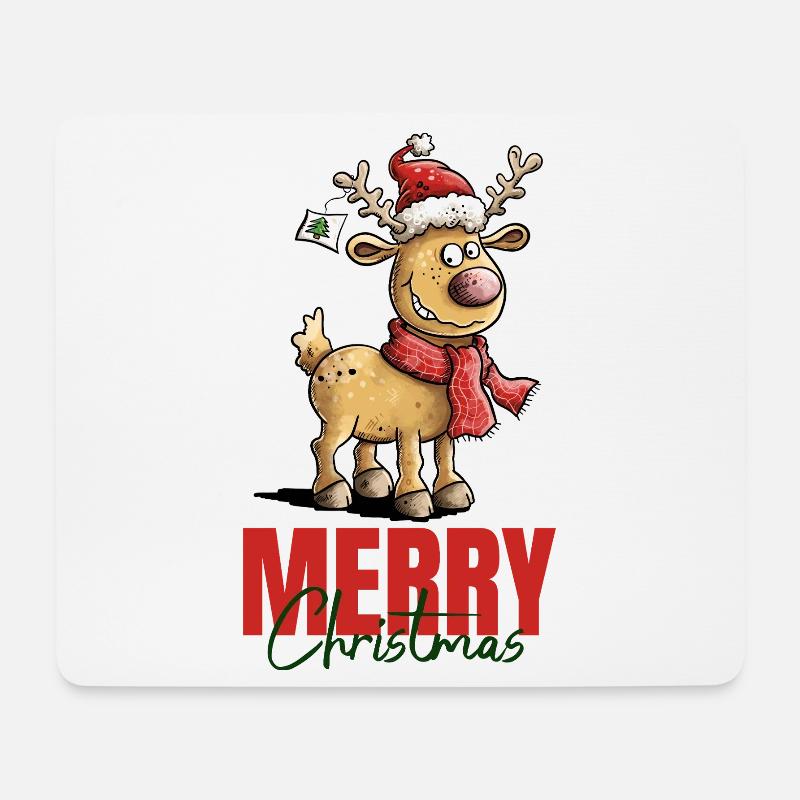 Merry Christmas Rentier Weihnachten - Mousepad (Querformat) - Weiß