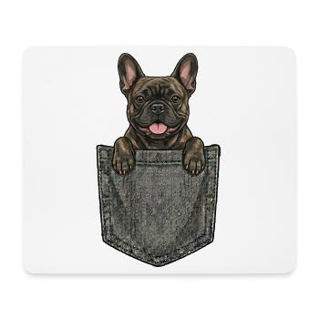 Bouledogue Français dans la Poche - Chien Mignon - Tapis de souris (format paysage) - blanc - Devant