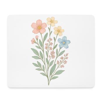 Aquarelles pastel de fleurs sauvages - Tapis de souris (format paysage) - blanc - Devant