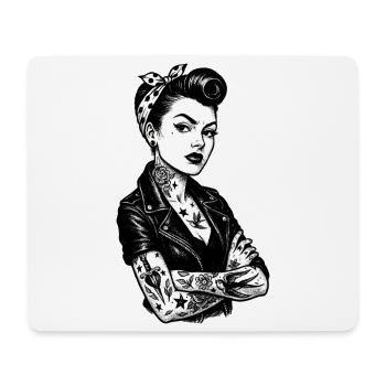 Rockabilly Pin-Up: 50s Outlaw Girl mit Tattoos - Mousepad (Querformat) - Weiß - Vorne