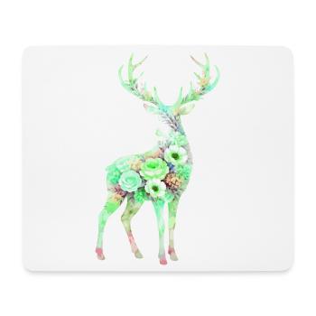 Hirsch Aquarell Silhouette Blumen - Mousepad (Querformat) - Weiß - Vorne