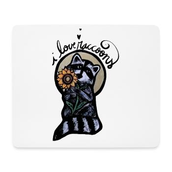 Waschbär-Sonnenblumen-Halo - Mousepad (Querformat) - Weiß - Vorne