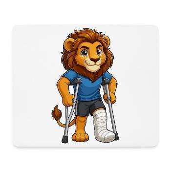 Löwenheld mit Krücken - Mousepad (Querformat) - Weiß - Vorne