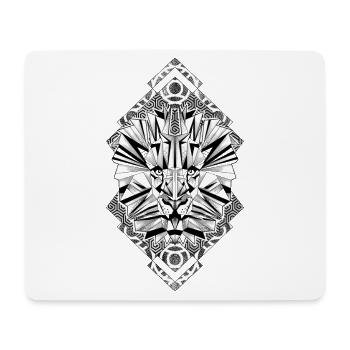 Schwarz-Weißer geometrischer Löwe - Mousepad (Querformat) - Weiß - Vorne