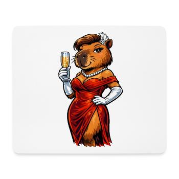 Elegant capybara lady with sparkling wine - Mouse Pad (horizontal) - white - Front
