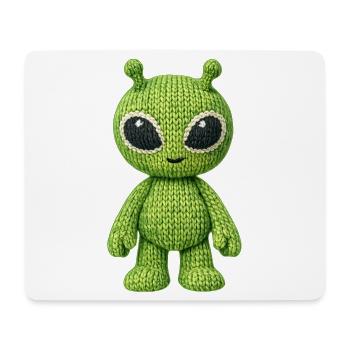 Cute alien in knitted look - Mouse Pad (horizontal) - white - Front
