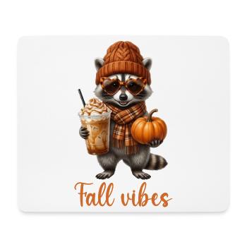 Fall Vibes Raccoon with Pumpkin and Coffee - Mouse Pad (horizontal) - white - Front