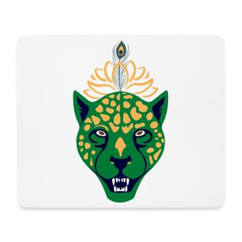 Grüner Leopard mit Feder - Mousepad (Querformat) - Weiß - Vorne